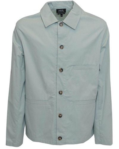 A.P.C. Welt-pocket Long-sleeved Shirt - Blue