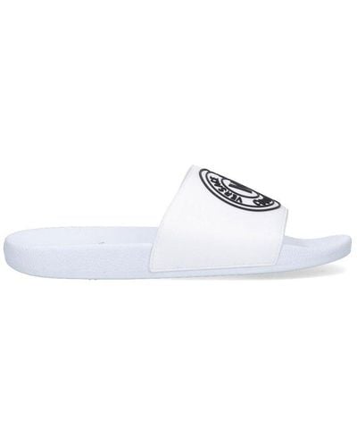 Versace Logo Detailed Slip-on Sandals - White