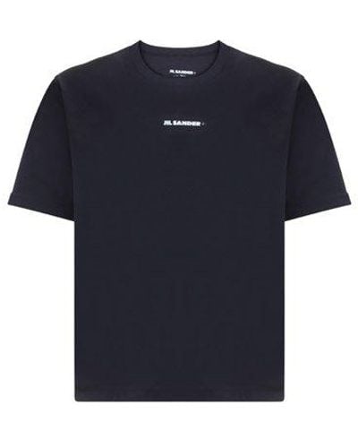 Jil Sander Logo Printed Crewneck T-shirt - Blue