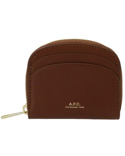 A.P.C. Demi-lune Mini Compact Wallet - Brown
