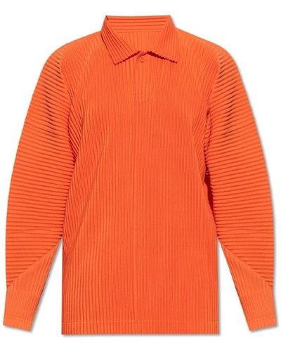 Homme Plissé Issey Miyake Relaxed-fitting Polo Shirt, - Orange