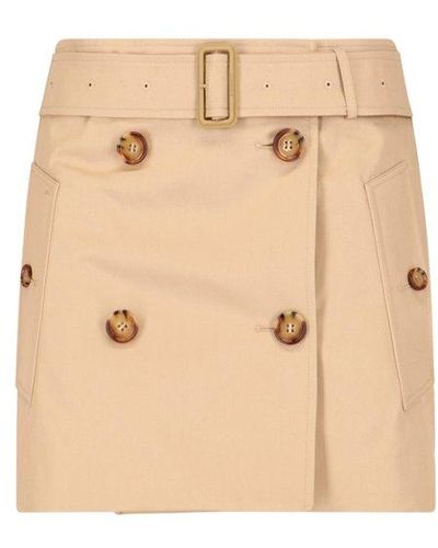 Burberry Belted-waist Mini Skirt - Natural
