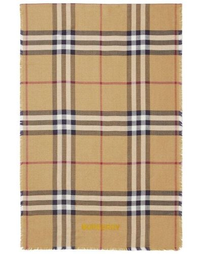 Burberry Check Patterned Scarf - Natural