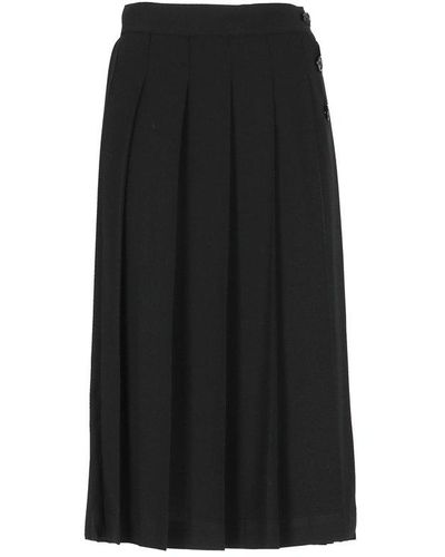 MSGM High Waisted Pleated Midi Skirt - Black