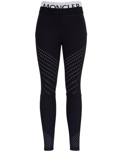 Moncler leggings In Elastic Fabric With Logo - Blue