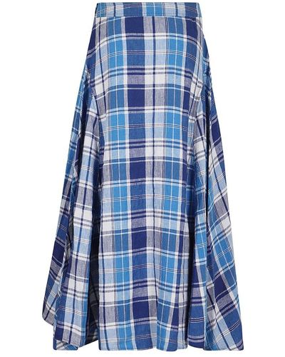 Polo Ralph Lauren Plaid-check Maxi Skirt - Blue