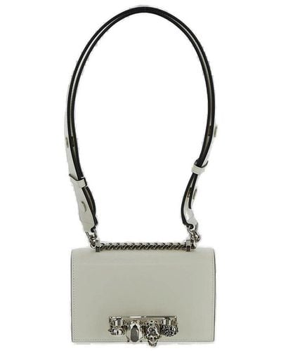 Alexander McQueen Jewelled Satchel Mini Shoulder Bag - Grey
