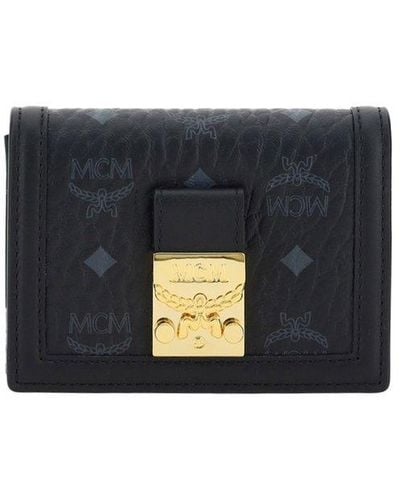 MCM Buckle-plaque Open Fold Wallet - Blue