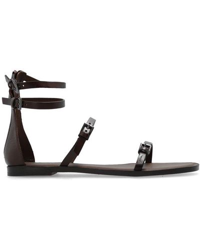 Max Mara Buckle Detailed Open Toe Sandals - Black