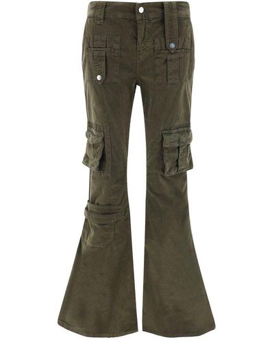 Blumarine Low-waist Bootcut Cargo Velvet Pants - Green