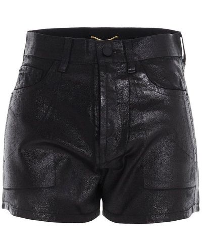 Saint Laurent Faux-leather Slim Fit Shorts - Black