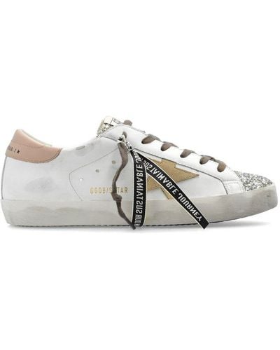 Golden Goose Star Patch Glittered Trainers - White