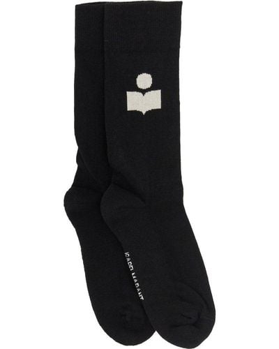 Isabel Marant Logo Intarsia Knitted Socks - Black