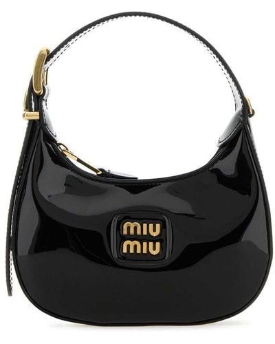 Miu Miu Logo Plaque Tote Bag - Black