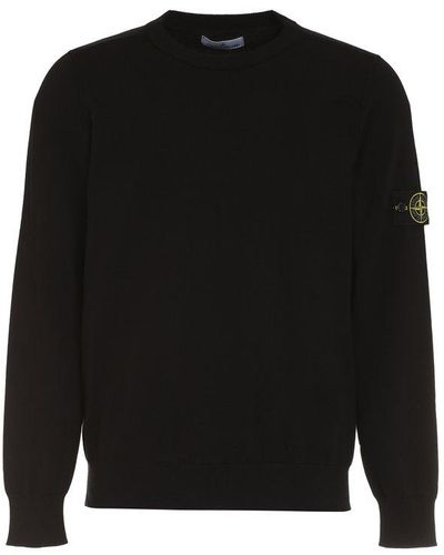 Stone Island Cotton Crew-Neck Sweater - Black
