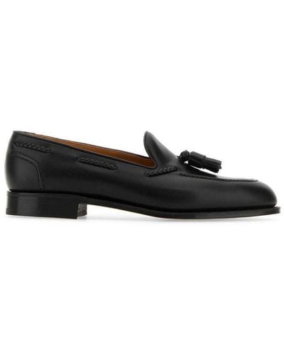 Edward Green Almond Toe Slip-on Loafers - Black