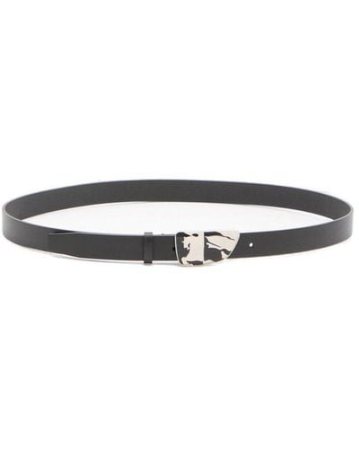 Burberry Shield Ekd Thin Leather Belt - White