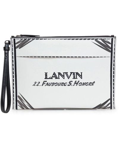 Lanvin Logo-printed Zipped Clutch Bag - Multicolor
