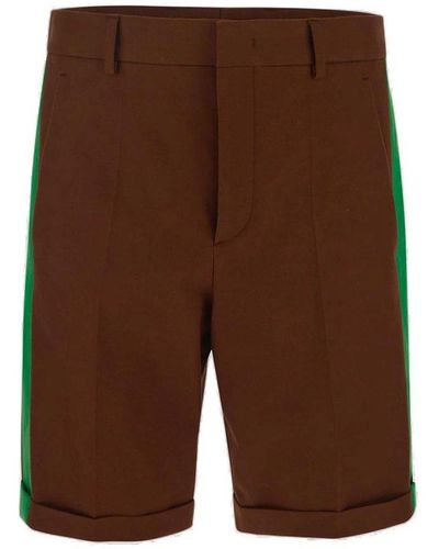 Valentino Side-stripe Tailored Shorts - Brown