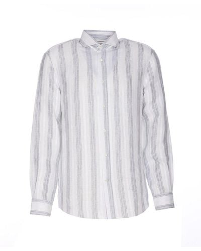 Brunello Cucinelli Striped Long-sleeved Shirt - White