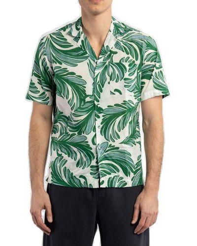 Tagliatore Short-sleeved Palm-tree Printed Shirt - Green