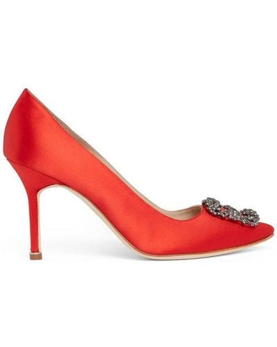 Manolo Blahnik Hangisi Pointed-toe Court Shoes - Red