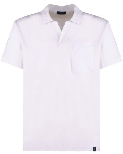 Fay Straight Hem Short-sleeved Polo Shirt - White