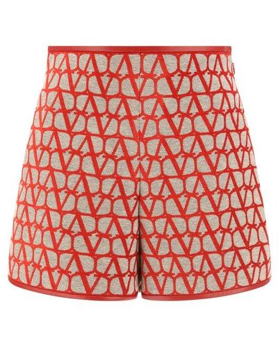 Valentino Toile Iconographe High Waist Shorts - Red