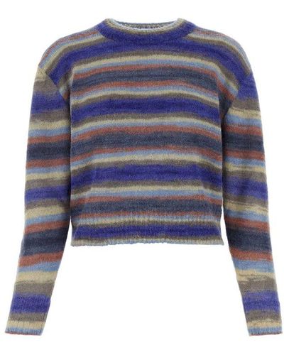 A.P.C. Striped Crewneck Knitted Jumper - Blue