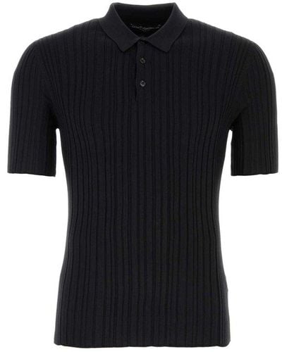 Dolce & Gabbana Short-sleeved Knitted Polo Shirt - Black