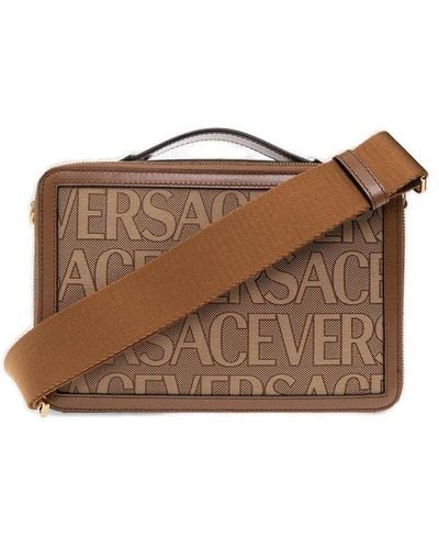 Versace Allover Messenger Bag - Brown