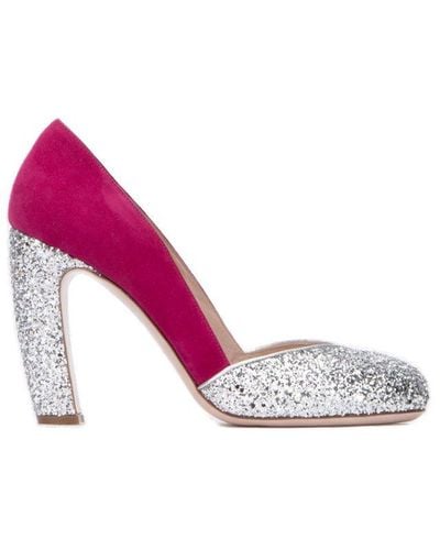 Miu Miu Glitter Panelled Court Shoes - Pink