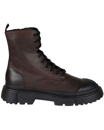 Hogan Laced Ankle-top Boots - Black