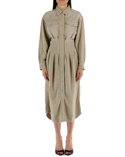 Isabel Marant Étoile Buttoned Long-sleeved Denim Dress - Natural