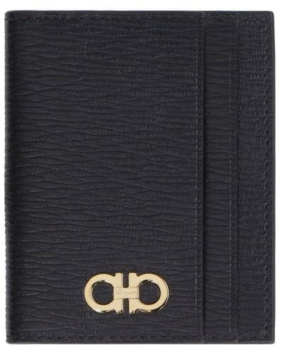 Ferragamo Gancini Leather Card Holder - Black