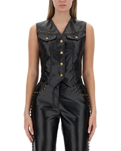 Moschino Jeans Faux Leather Vest - Black