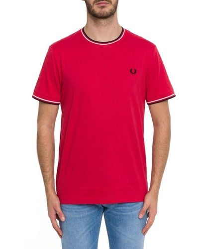 Fred Perry Twin Tipped Crewneck T-shirt - Red