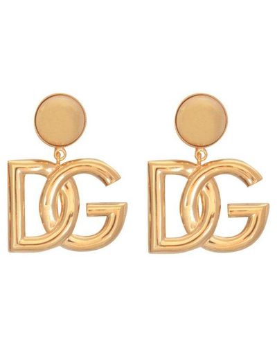 Dolce & Gabbana Dg Logo Clip-on Earrings - Metallic