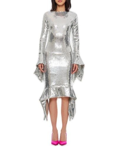 Ami Paris Sequined Ruffled Dress - Grey