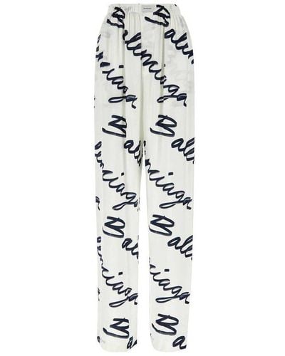 Balenciaga Logo Scribble Pyjama Trousers - White
