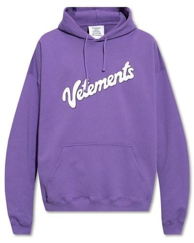 Vetements Logo Printed Hoodie - Purple