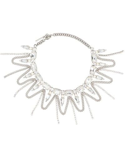 Alessandra Rich Crystal Embellished Necklace - Metallic