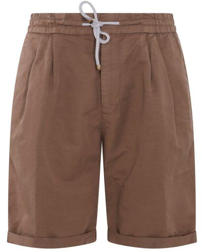 Brunello Cucinelli Linen Shorts - Brown