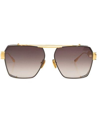 BALMAIN EYEWEAR Premier Square Frame Sunglasses - Metallic