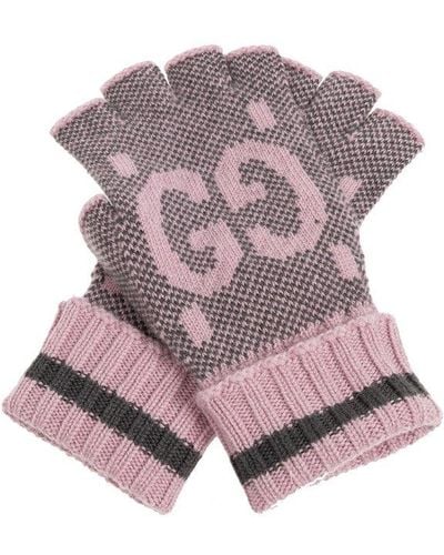 Gucci GG Cashmere Fingerless Gloves - Pink