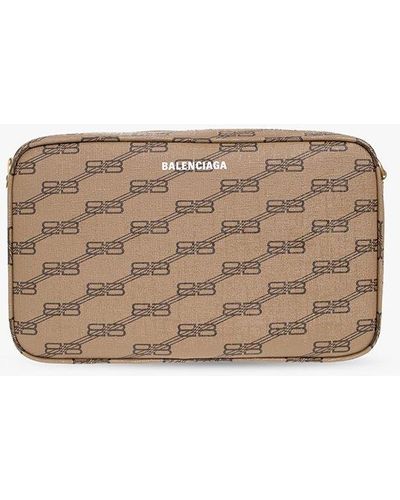 Balenciaga women's signature small camera bag bb monogram coated canvas in  beige-Via Manzoni