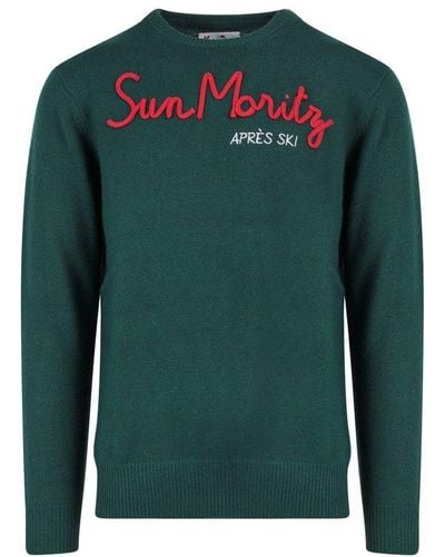 Mc2 Saint Barth Long Sleeved Crewneck Knitted Sweater - Green
