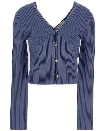 Chloé V-neck Ribbed-knit Cardigan - Blue