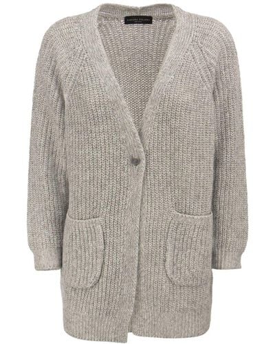 Fabiana Filippi Ribbed-knit Buttoned Cardigan - Grey