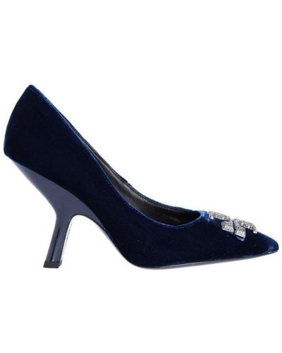 Tory Burch Double-t Point-toe Court Shoes - Blue
